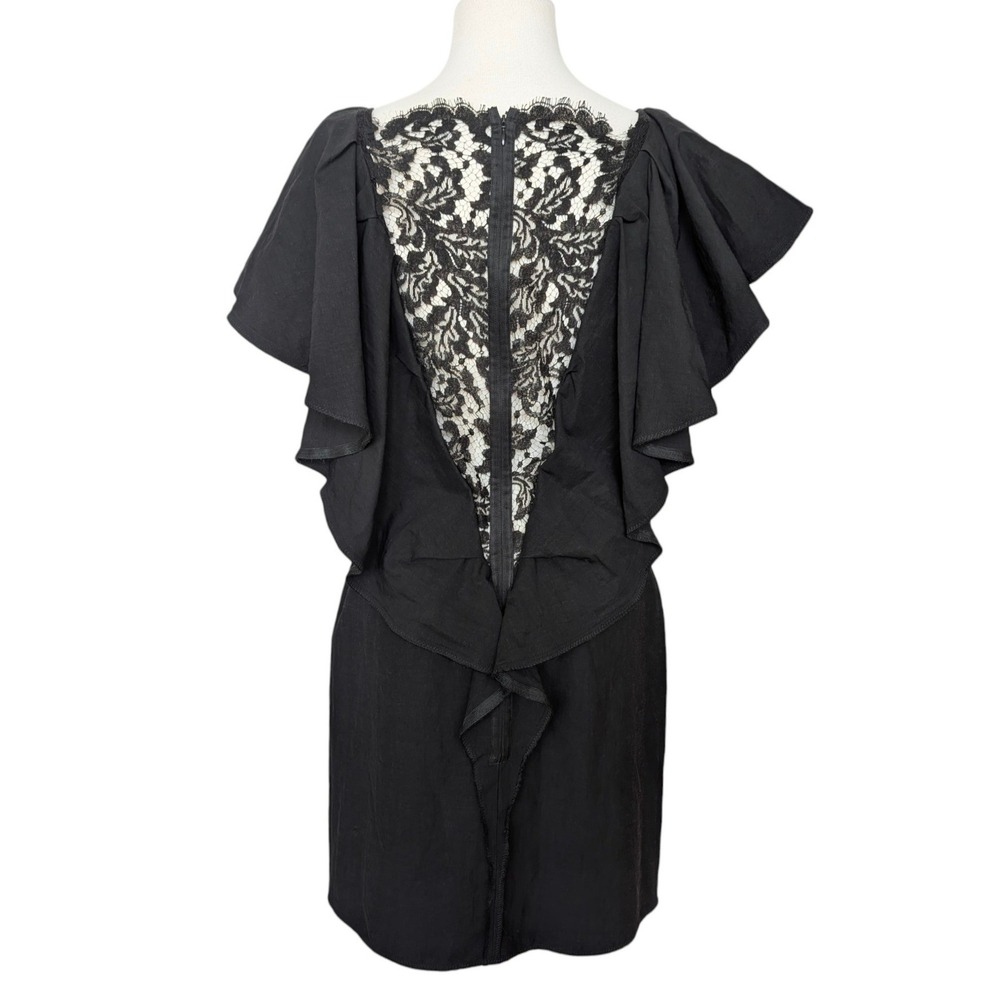 Lanvin SS2016 Black Lace Back Ruffle Dress France Size 38